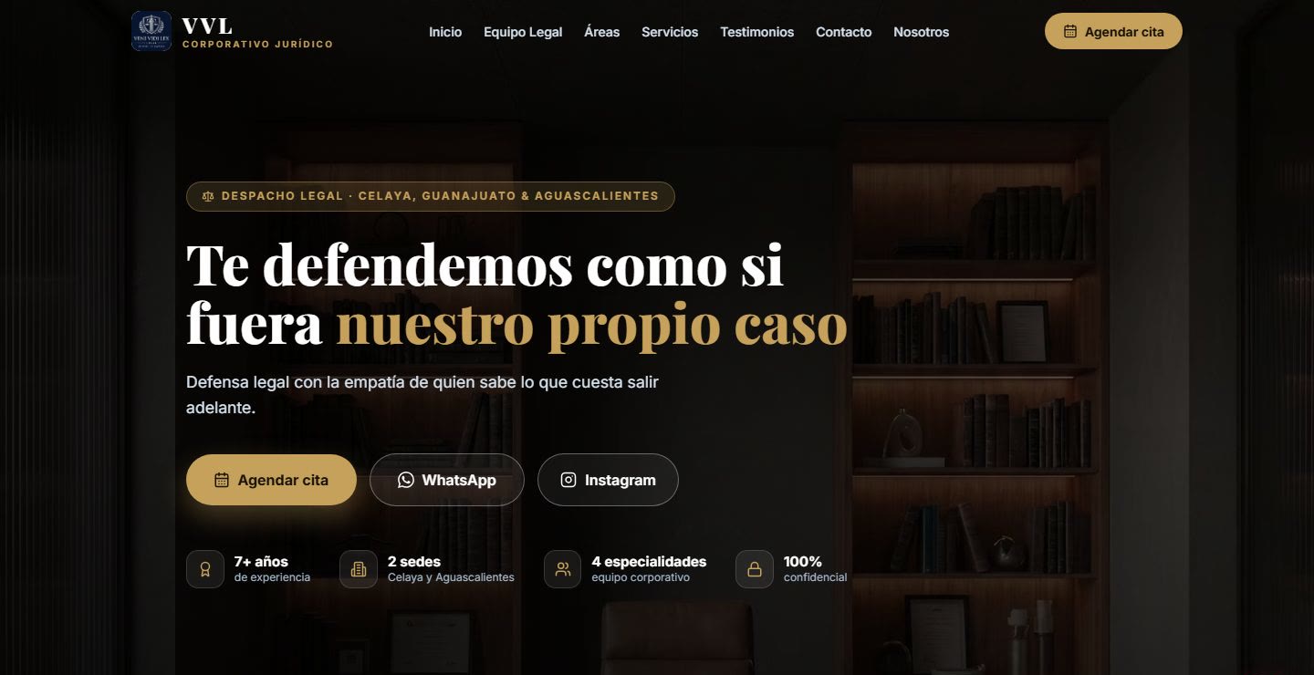 Sitio web de VVL Corporativo Jurídico